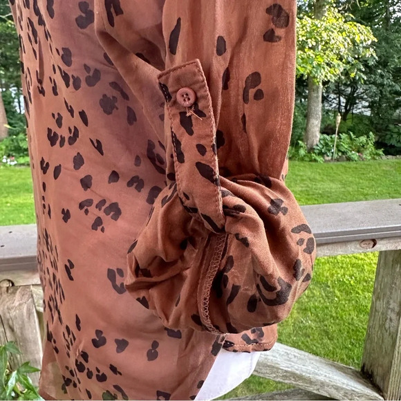Bella Dahl Cheetah Leopard Print Tunic Button Down Shirt XS - Picture 5 of 9
